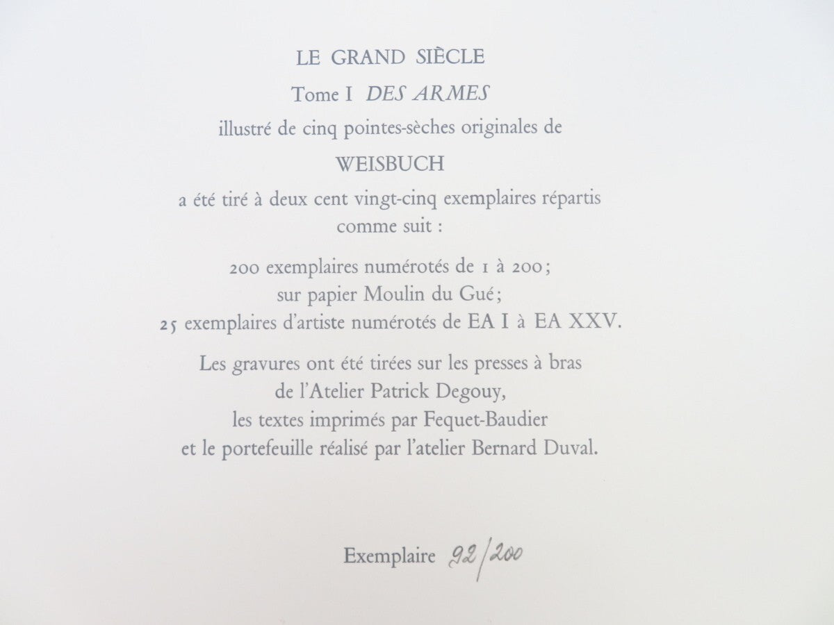 Le Grand Sicle 1 Des Armes By Claude Weisbuch 1St 1981 Dition Vision Nouvelle