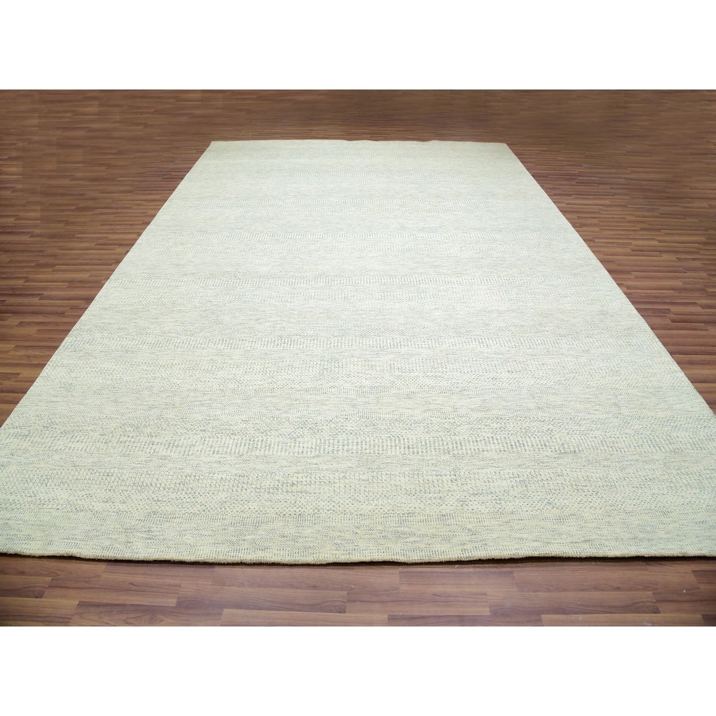 10'1"X14' Nimbus Gray Hand Knotted Grass Design Shabby Chick Oriental Rug
