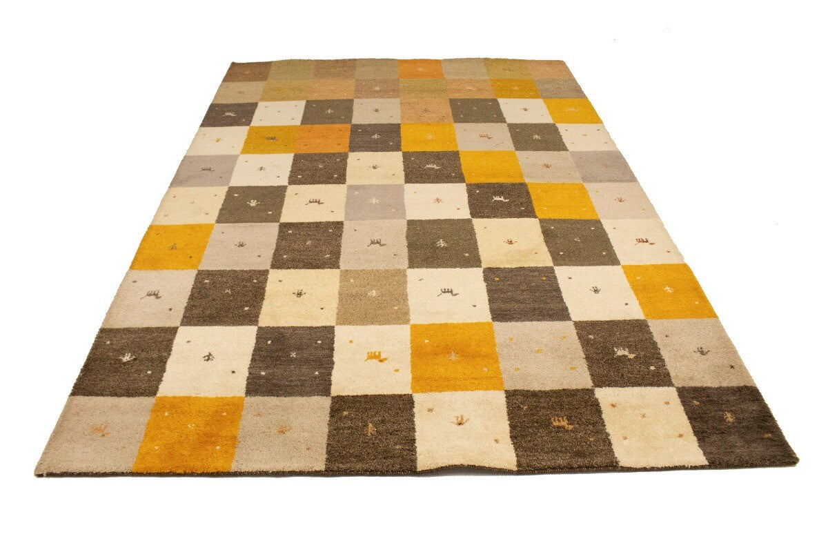 Modern Gabbeh Rug Multicolored Tribal Checker