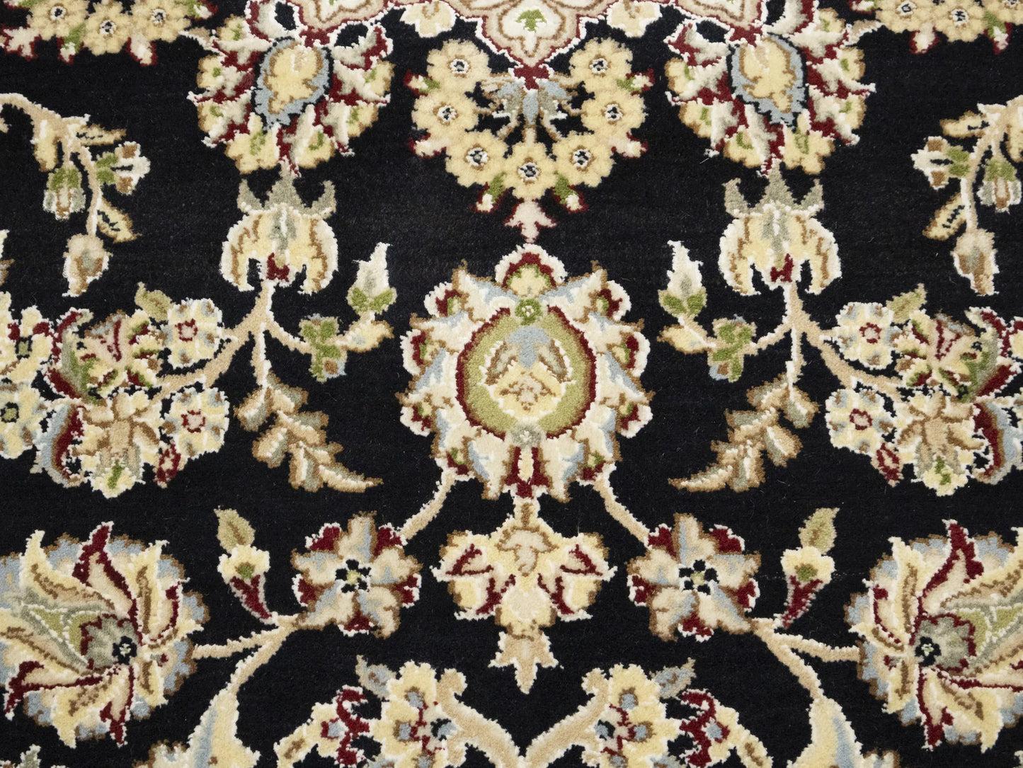 Indo-Nain Oriental Rug 6X9 Ft Black Floral