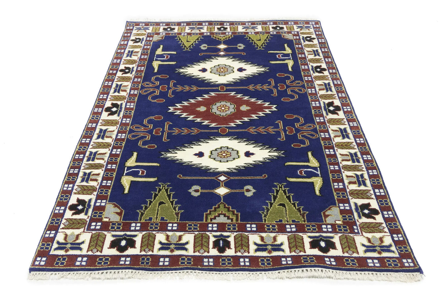 Kazak Oriental Rug Geometric Design Carpet Home