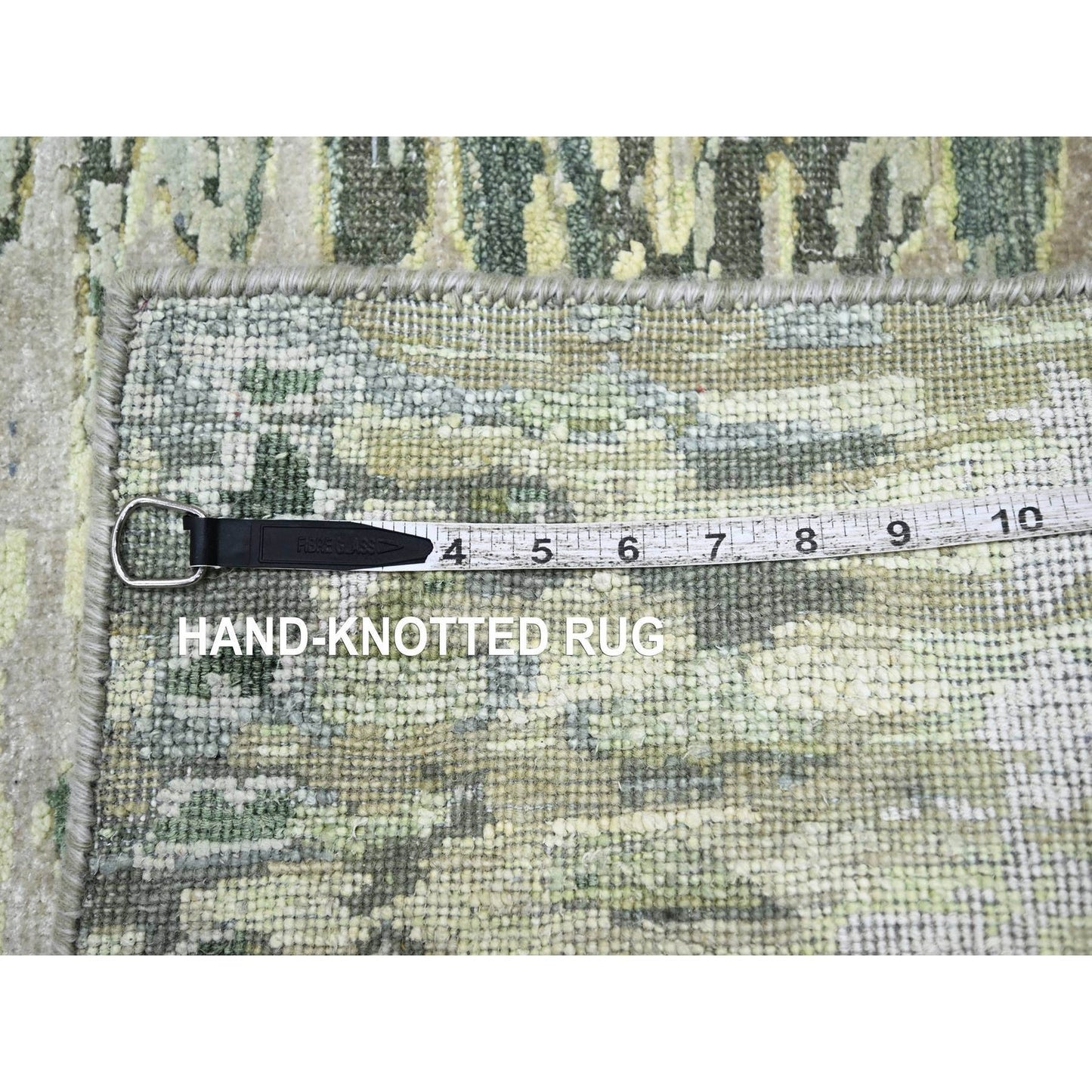 5'1"X7'3" Eden Green Crocodile Safari Design 100% Silk Hand Knotted Rug