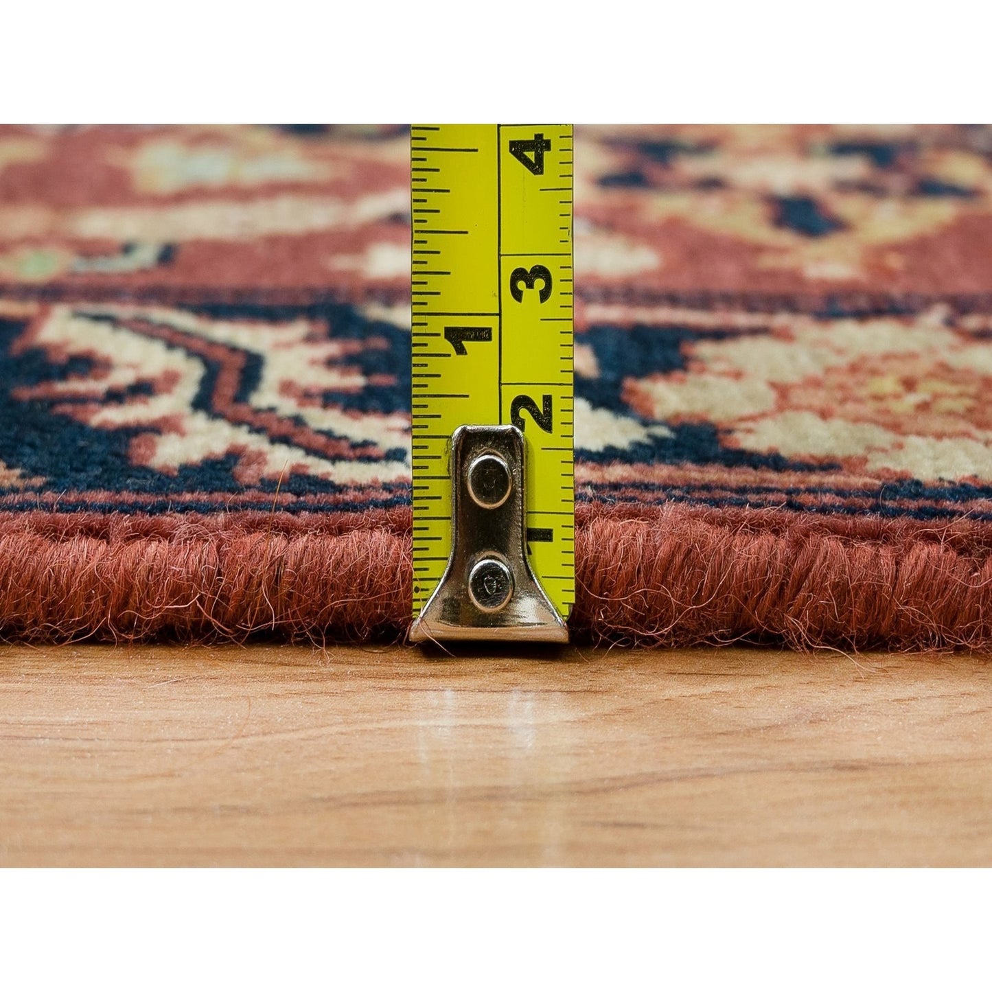 2'X3'2" Rust Red Antiqued Sarouk Re-Creation Pure Wool Hand Knotted Rug