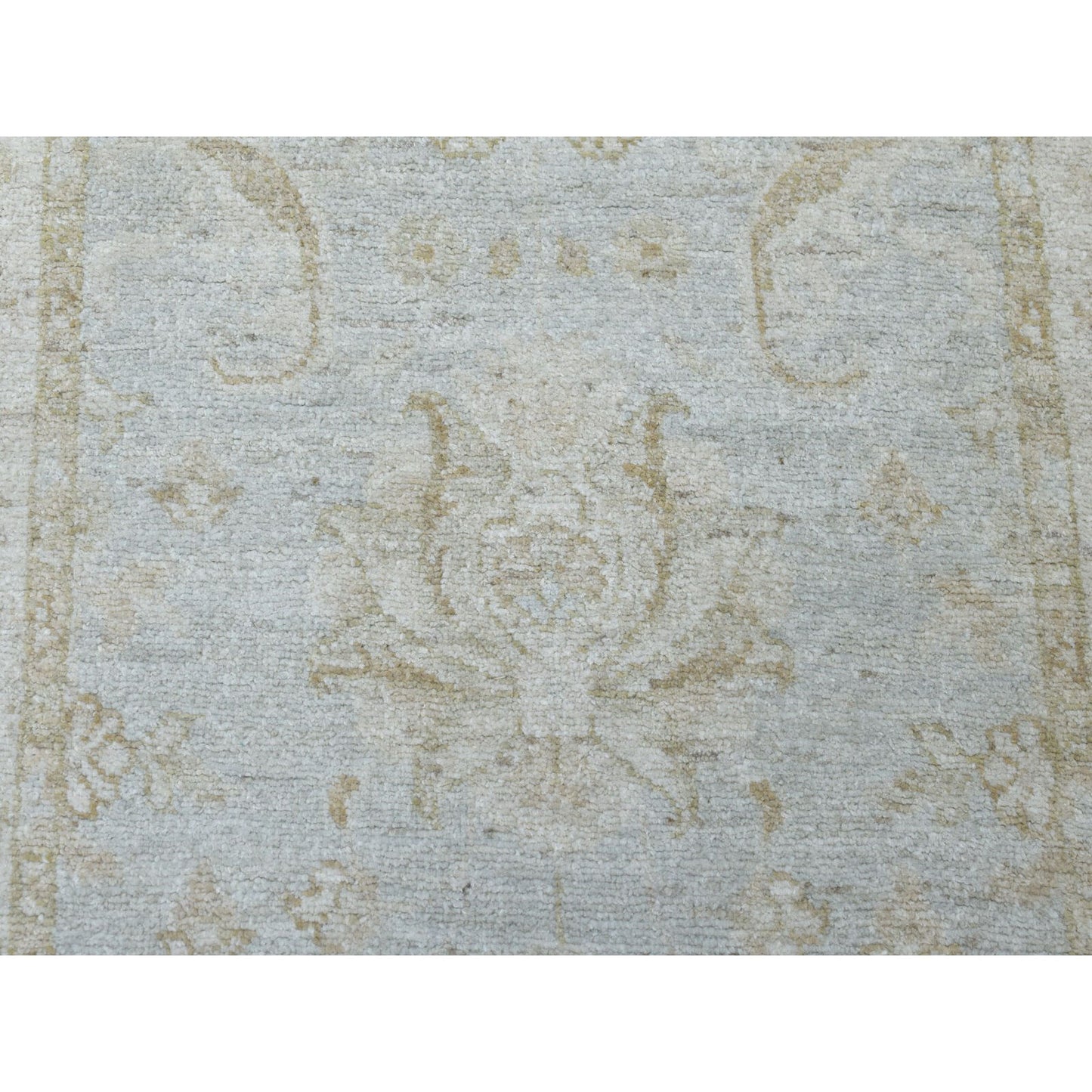 2'8"X15'9" White Wash Peshawar Pure Wool Handmade Oriental Xl Runner Rug