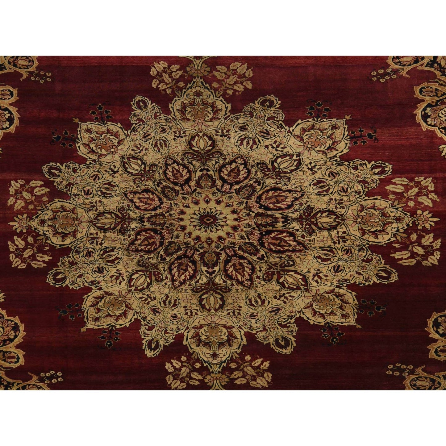 10'10"X15'3" Red Antique Zoroastrian Flower Design Wool Hand Knotted Rug