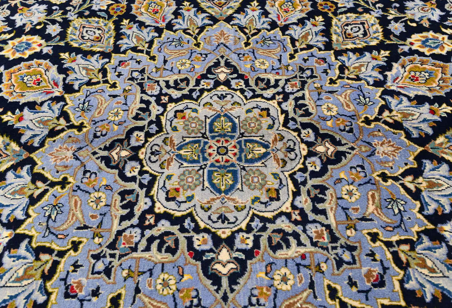 Handmade Oriental Rug Purple-Navy Medallion