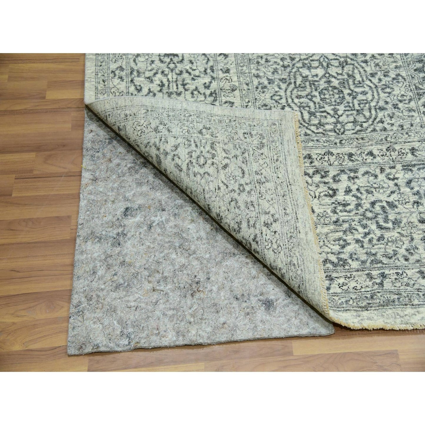 10'X10' Duck White Hand Knotted Undyed Mamluk Dynasty Wool Square Rug