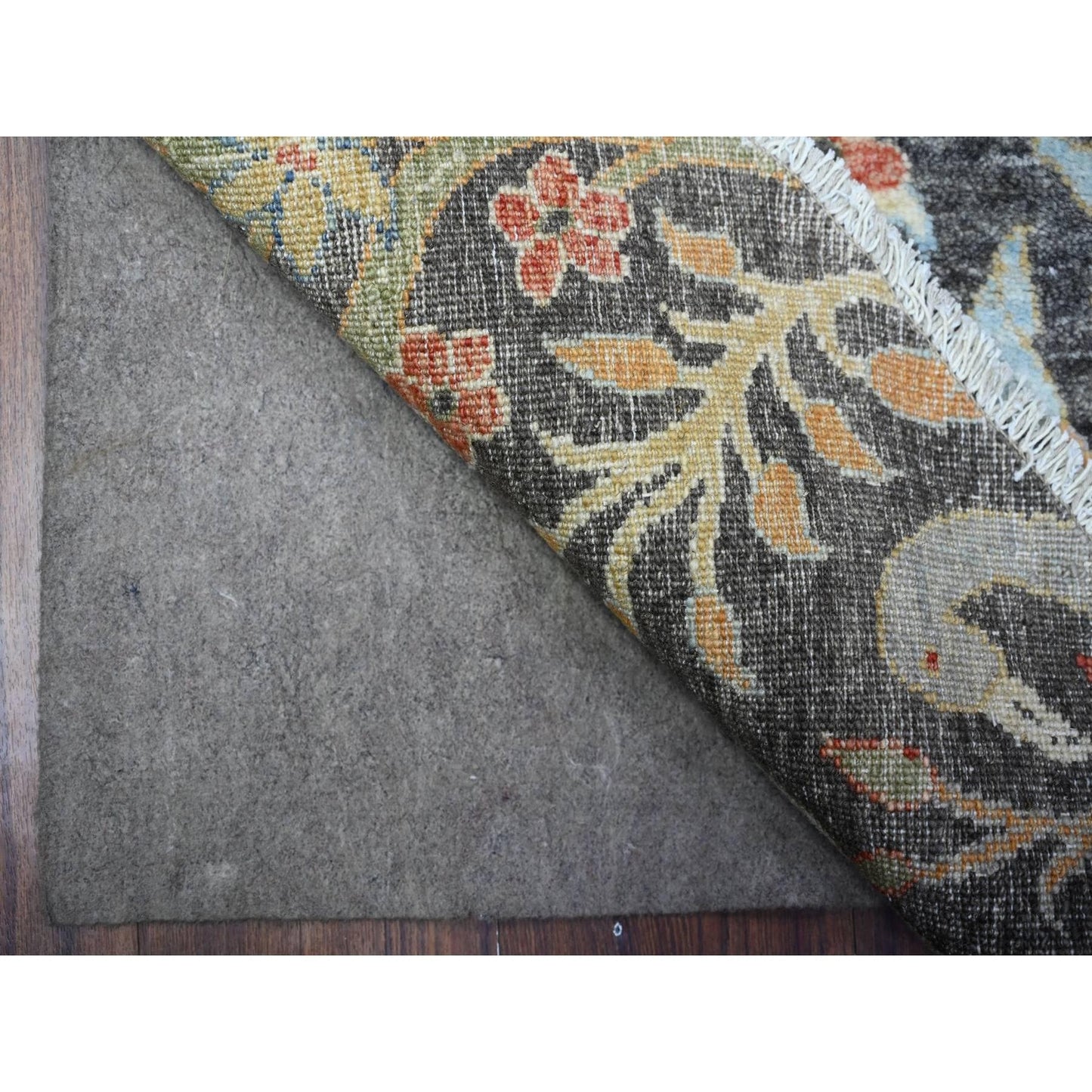 8'X8' Gauntlet Gray Wool Afghan Hand Knotted Peshawar Oriental Round Rug