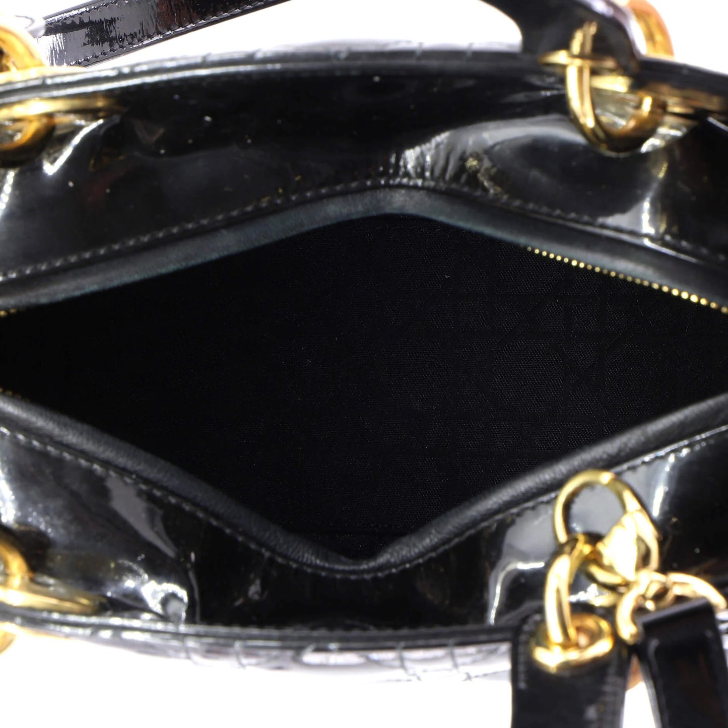 Christian Dior Lady Dior Bag Cannage Quilt Patent Medium