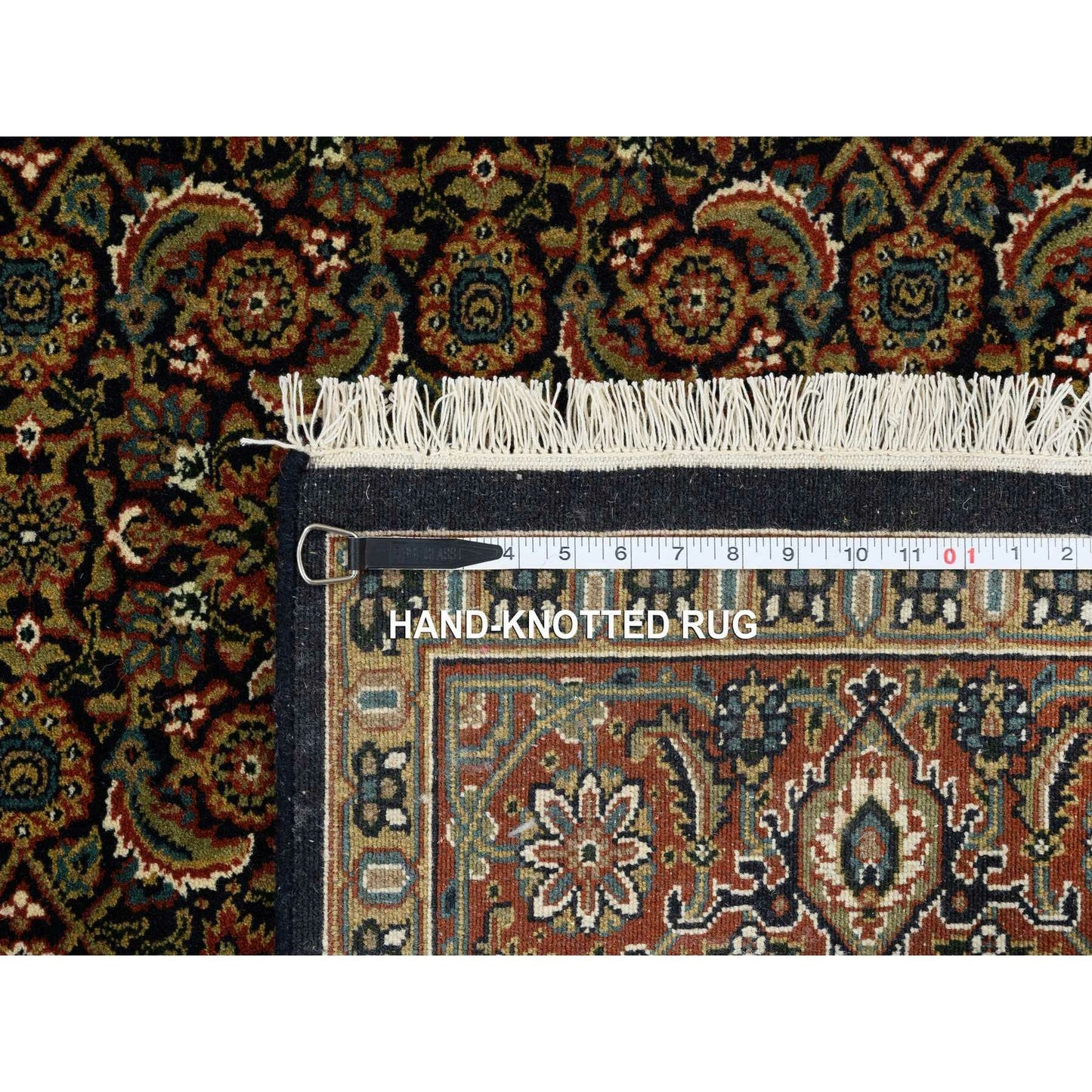 5'2"X7'4" Navy Blue Hand Knotted Herati 250 Kpsi Wool Rug