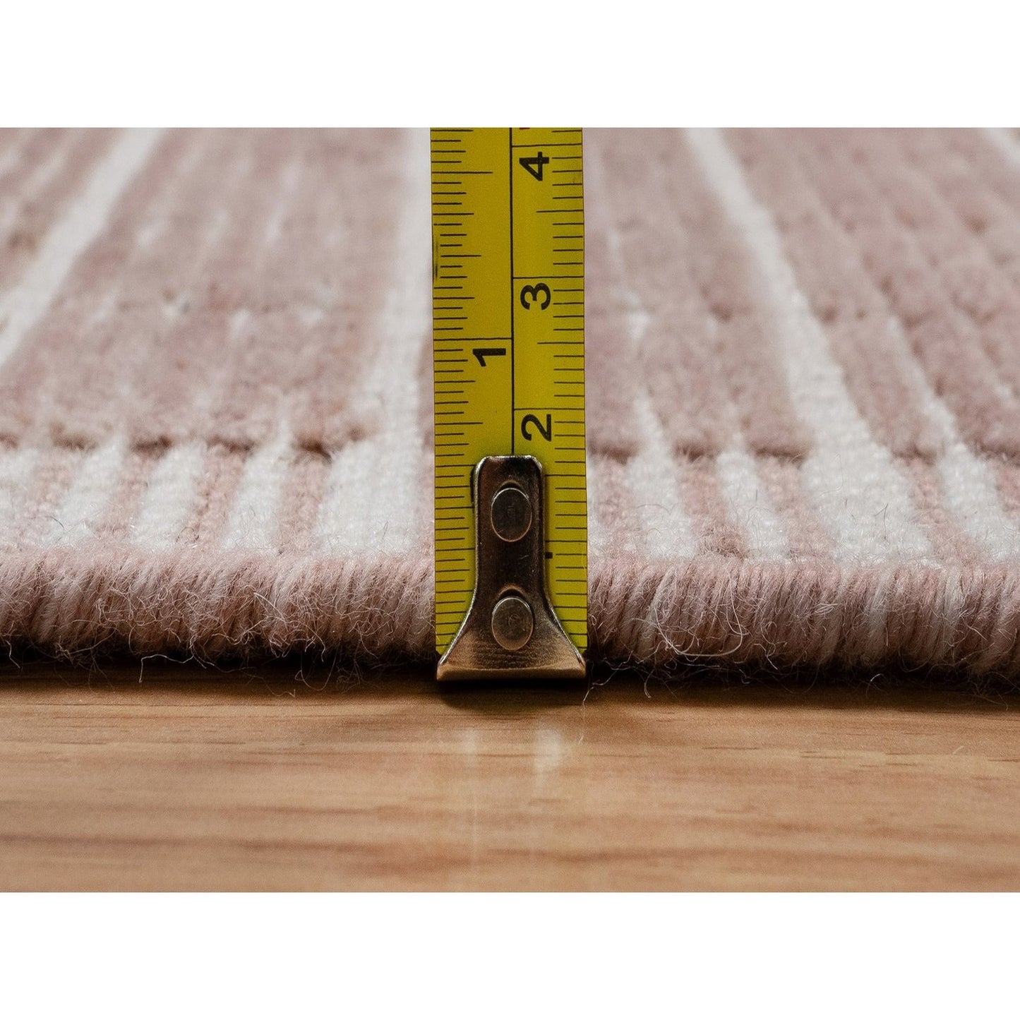 9'X12' Rose Pink Modern Plain Decor Box Design Loomed Knotted Wool Rug