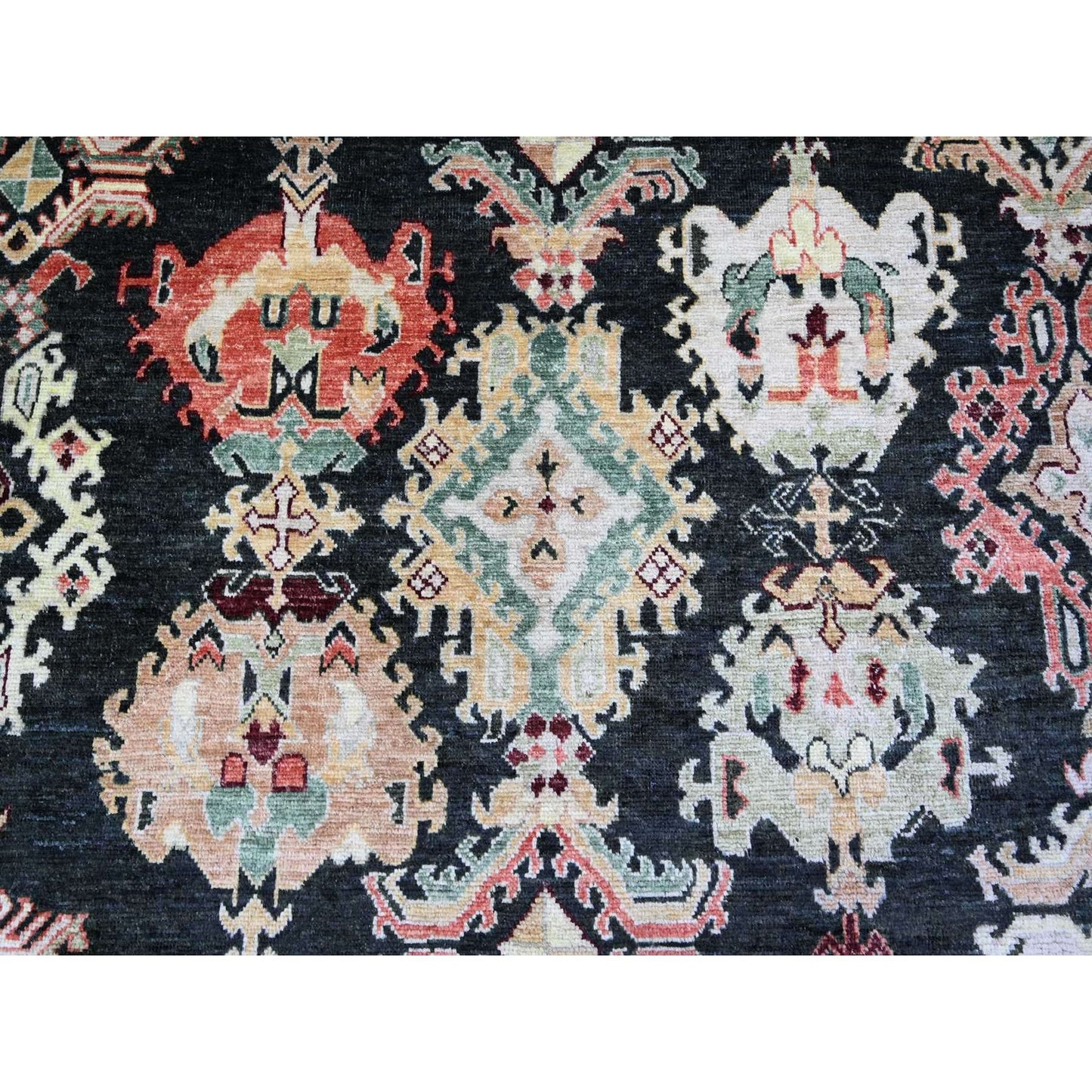 9'X12' Gunmetal Black Afghan Angora Oushak Wool Hand Knotted Oriental Rug