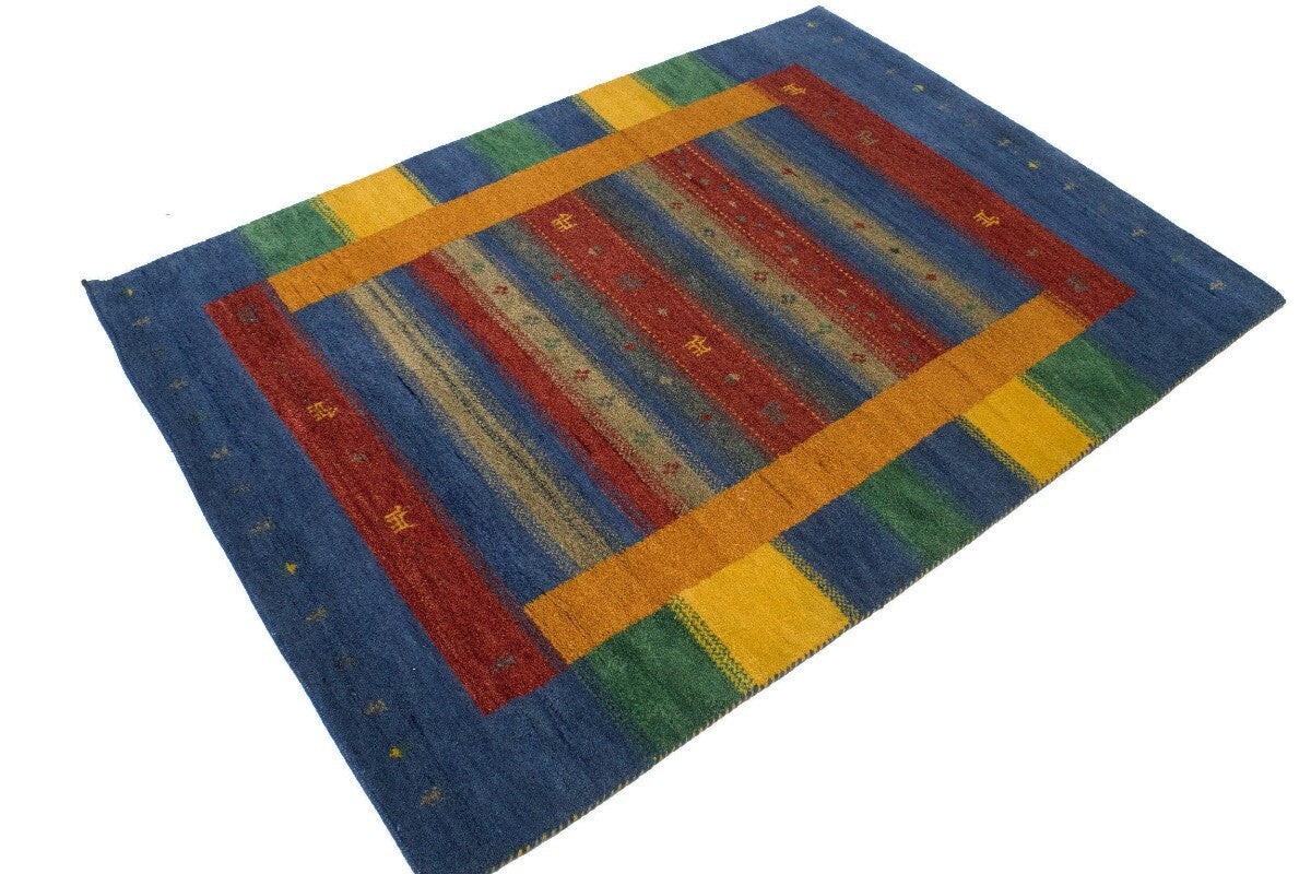 Indo-Gabbeh Multicolored Tribal Stripes Design