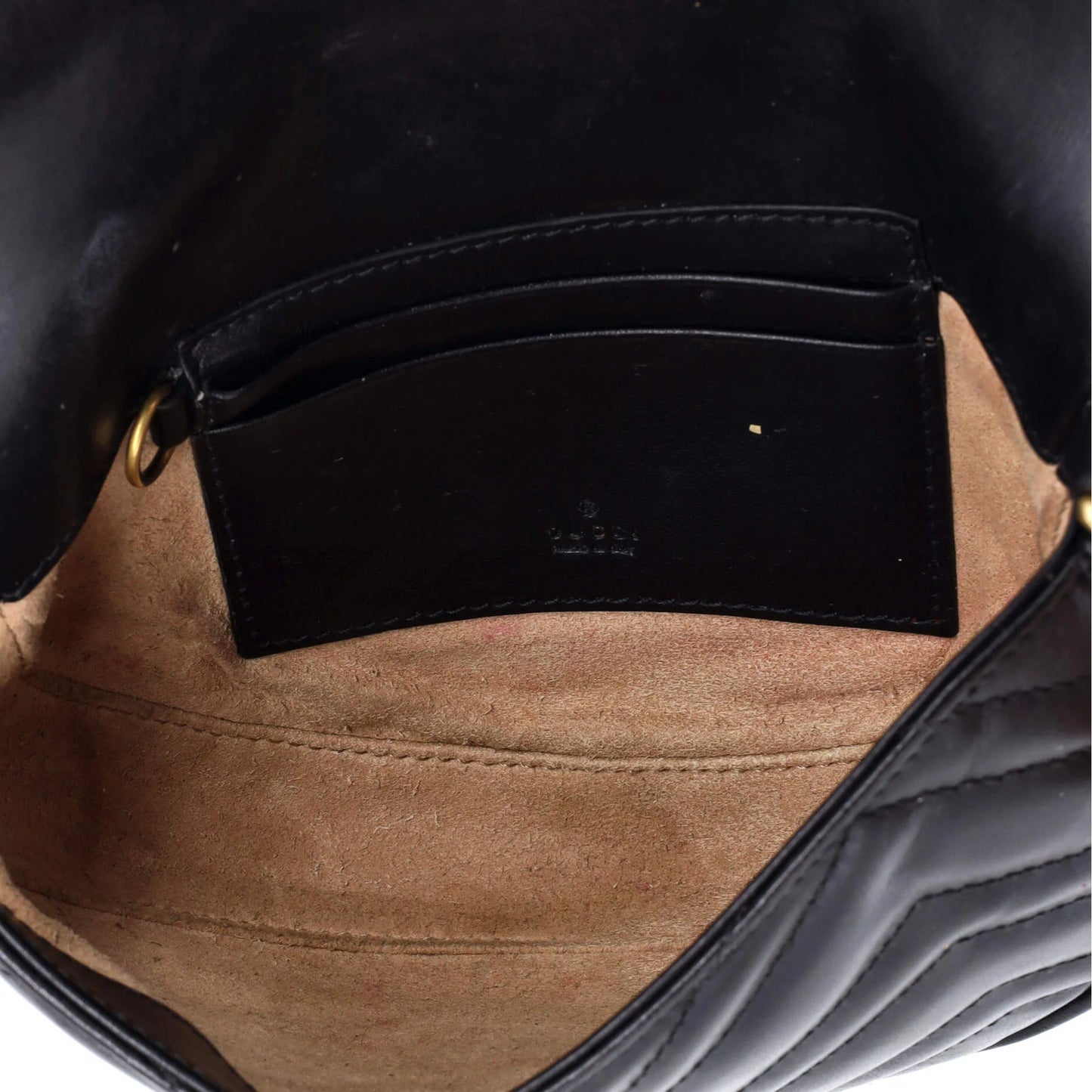 Gucci Gg Marmont Half Moon Flap Crossbody Bag Matelasse Leather Mini