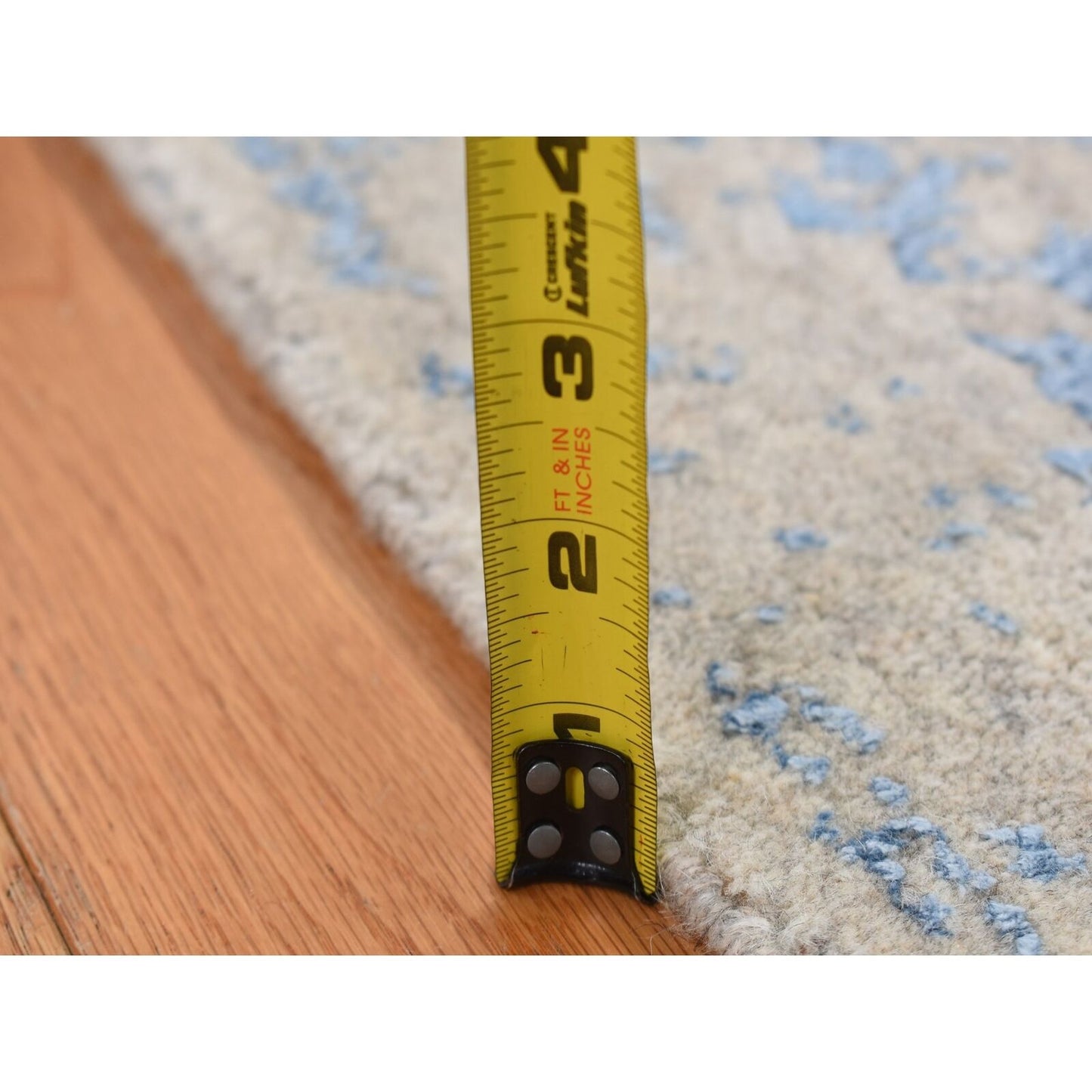 2'5"X10'1" Blue Jacquard Hand Loomed Wool And Silk Pomegranate Runner Rug