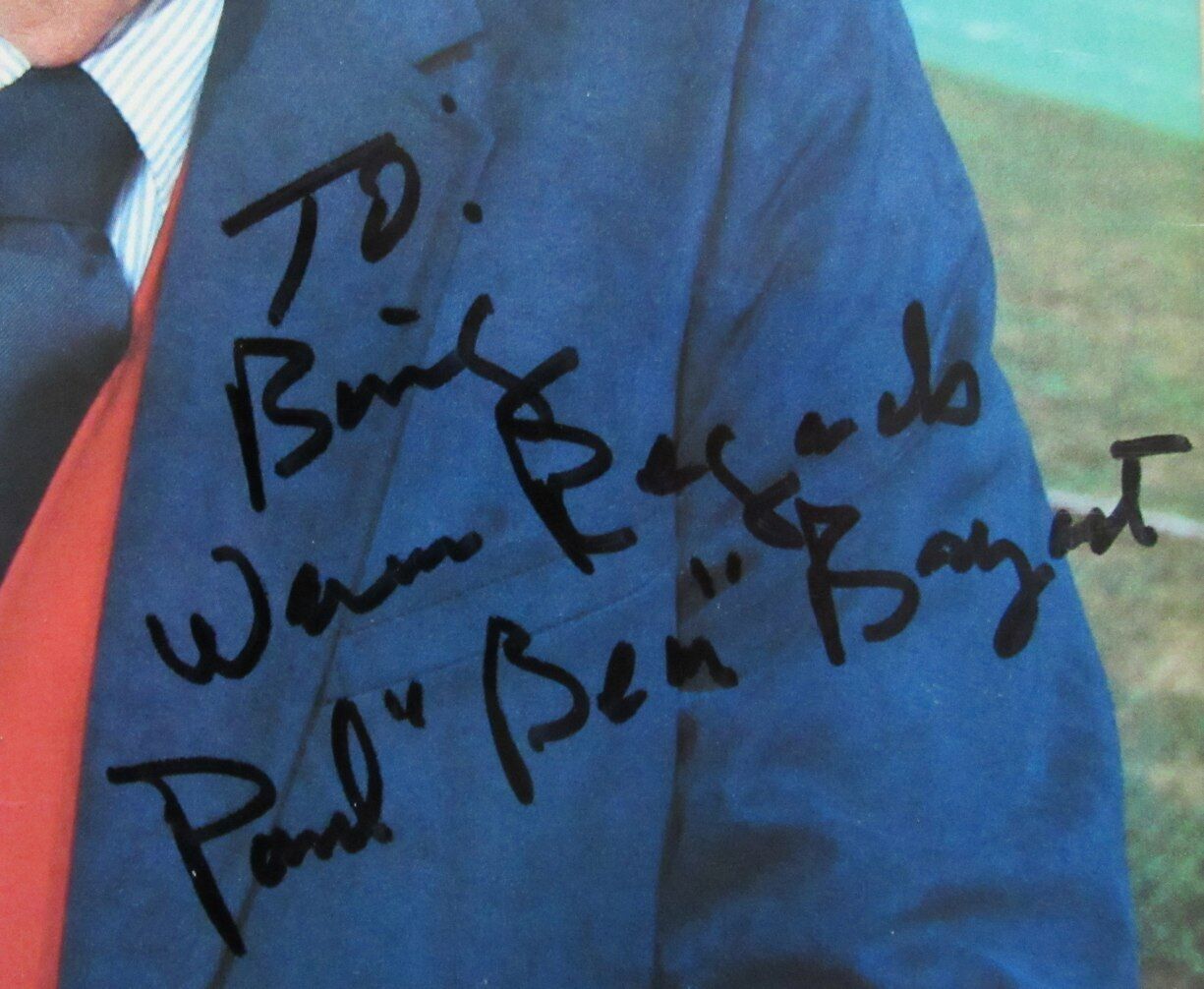 Paul "Bear" Bryant Signed/Inscribed 8X10 Photo