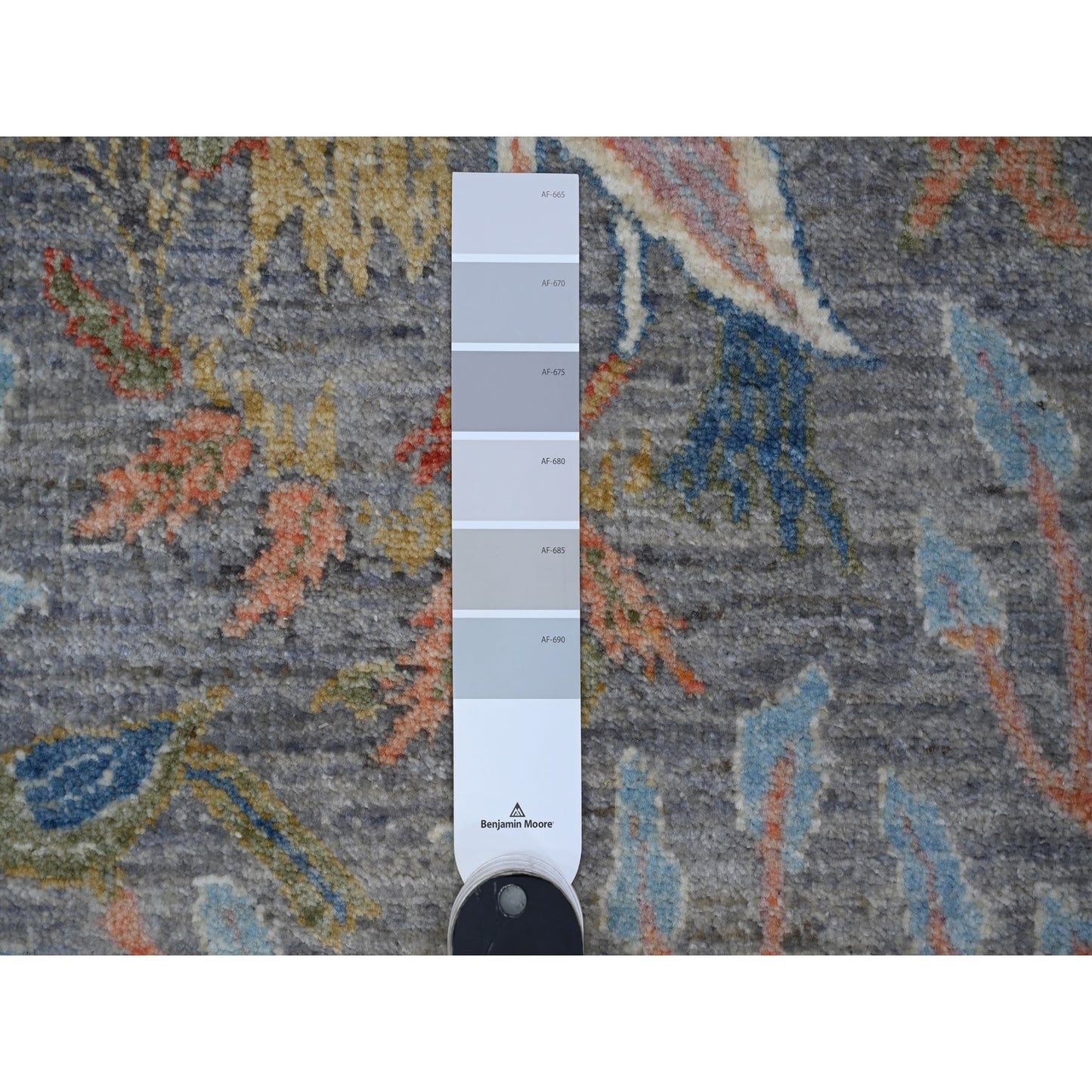 2'7"X10' Gray Peshawar Birds Of Paradise Wool Hand Knotted Runner Rug