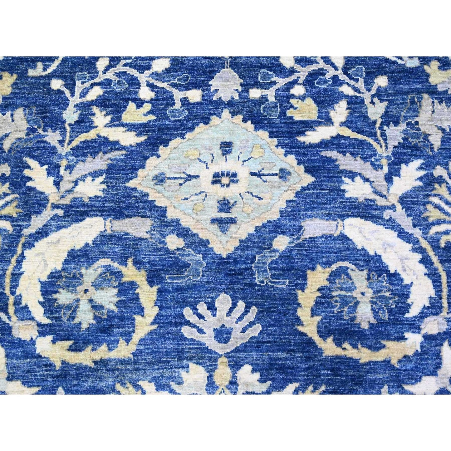 10'2"X13'8" Blue Fine Peshawar With Heris Hand Knotted Natural Wool Rug