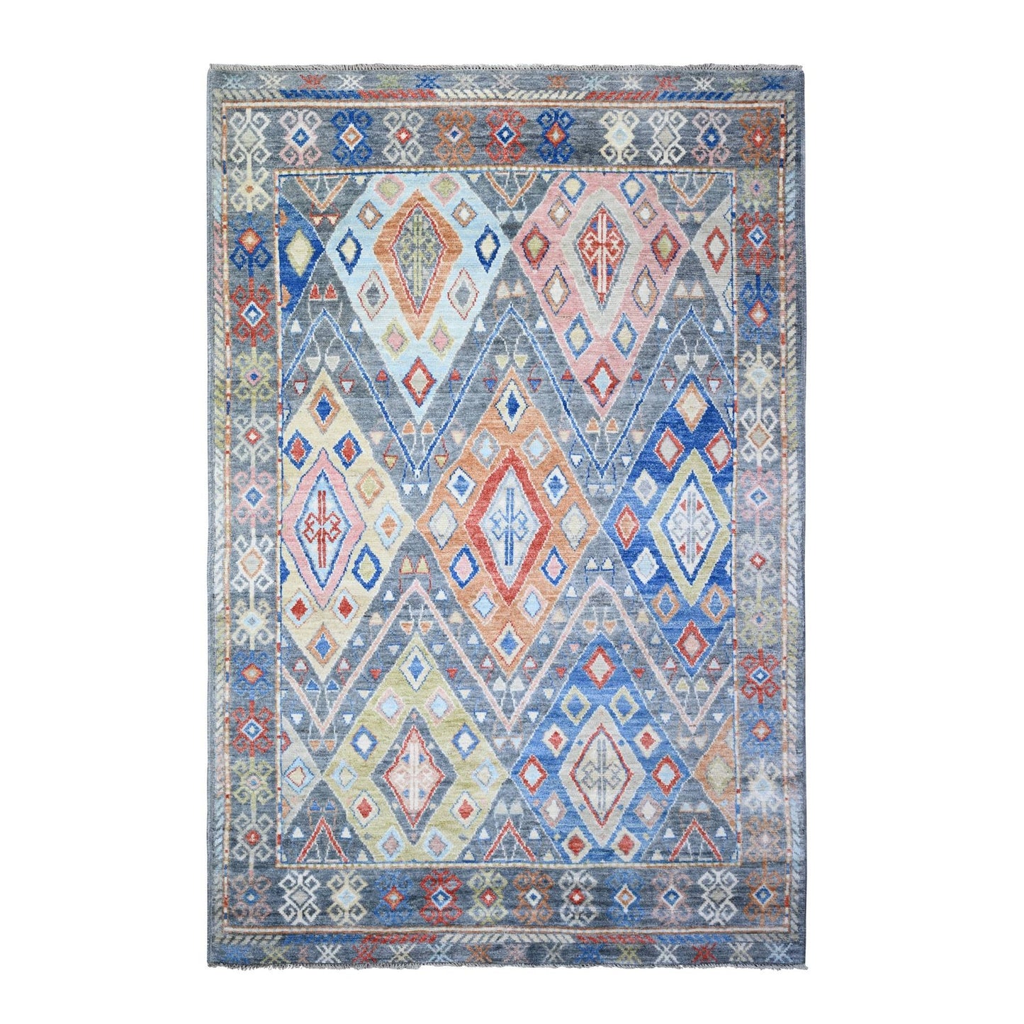 5'10"X9'1" Colorful Wool Hand Knotted Anatolian Village Inspired Rug