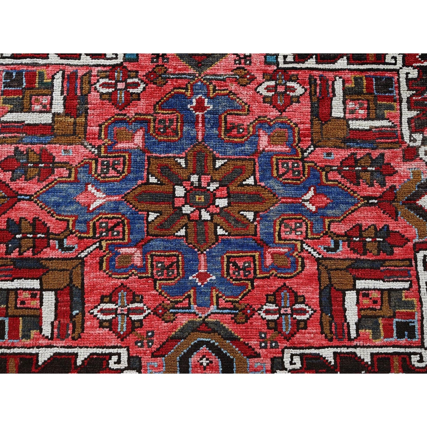 10'X12'4" Ruby Red Vintage Zoroastrian Heris Wool Hand Knotted Clean Rug
