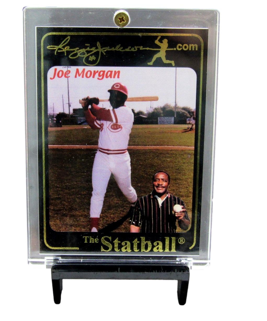 Joe Morgan Hof Reds Signed/Inscribed Oml Stat Baseball Reggie Jackson Coa 198560