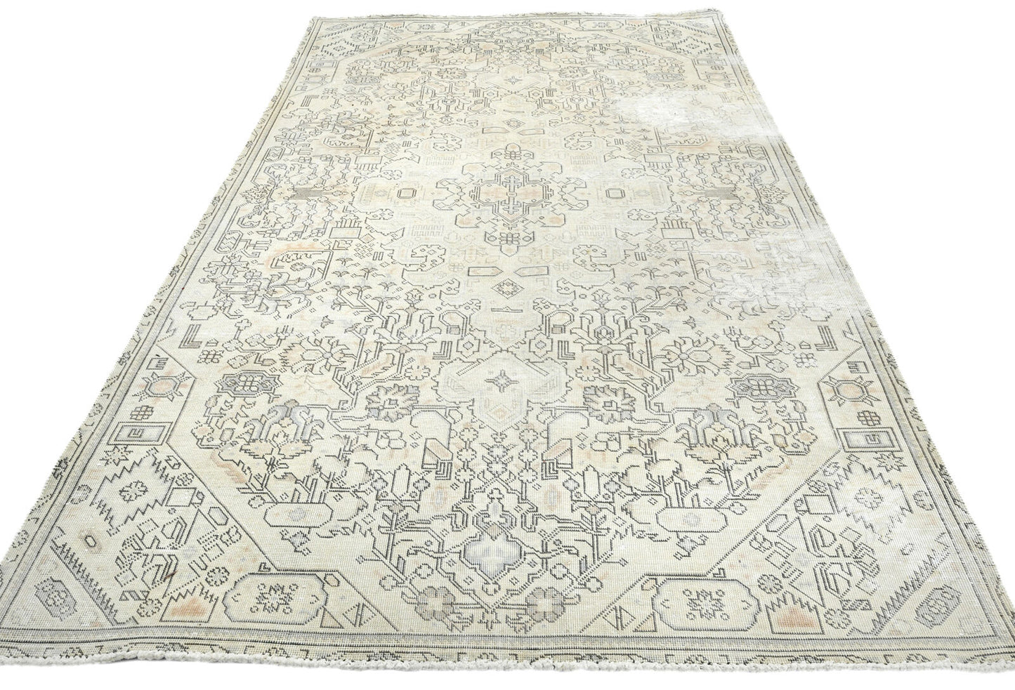 Antique Distressed Oriental Rug Classic Floral