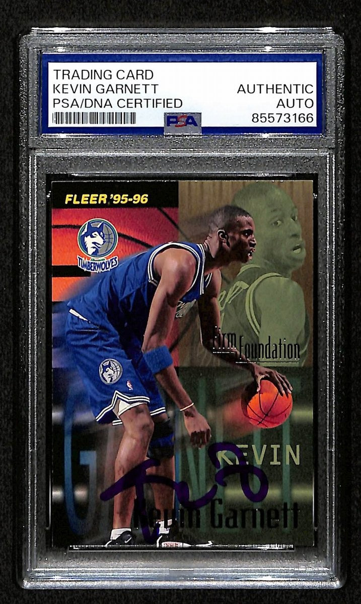 Kevin Garnett Hof Signed/Auto On Card 1995-96 Fleer Rc Card #335 Psa/Dna 198733