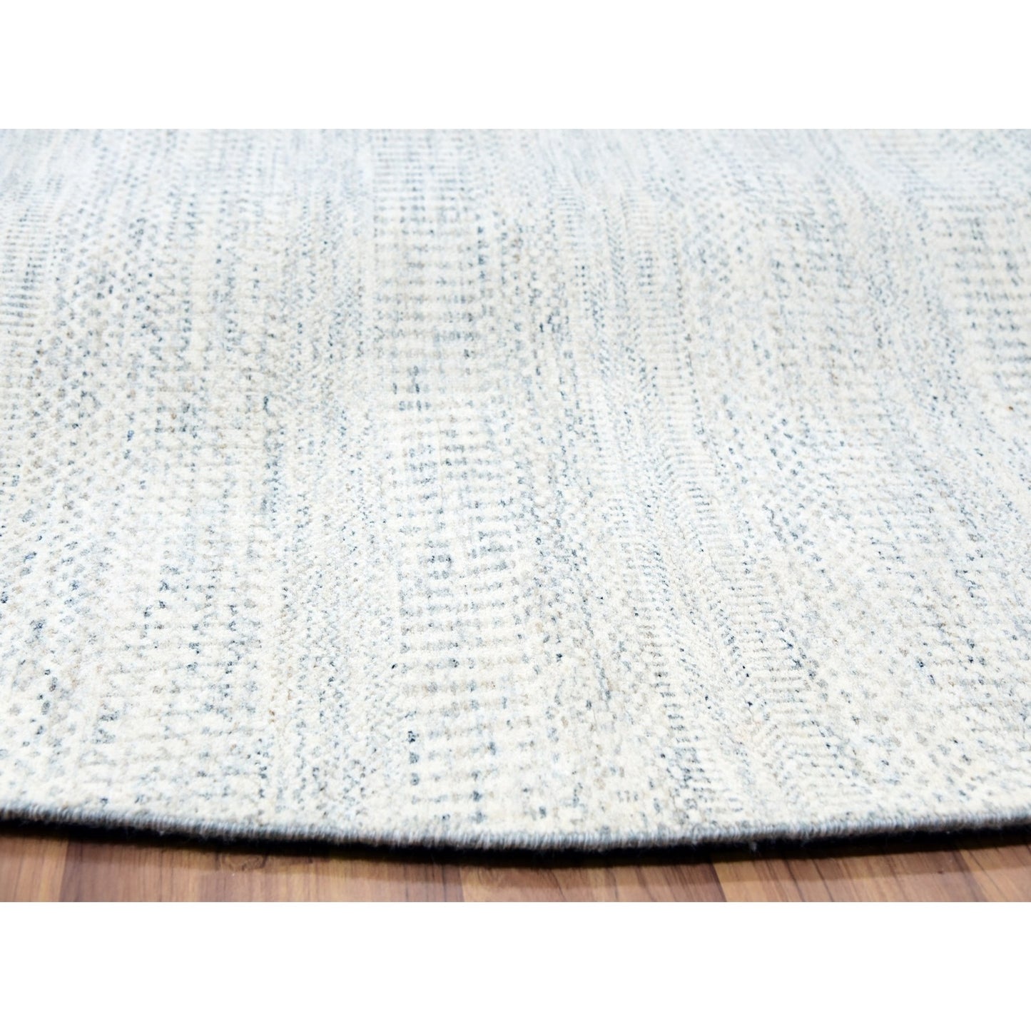 12'X12' Mushroom Gray Wool Hand Knotted Grass Design Round Oriental Rug