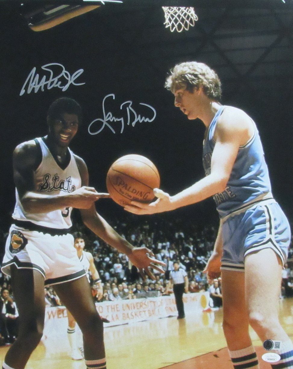 Larry Bird/Magic Johnson Dual-Signed/Auto 16X20