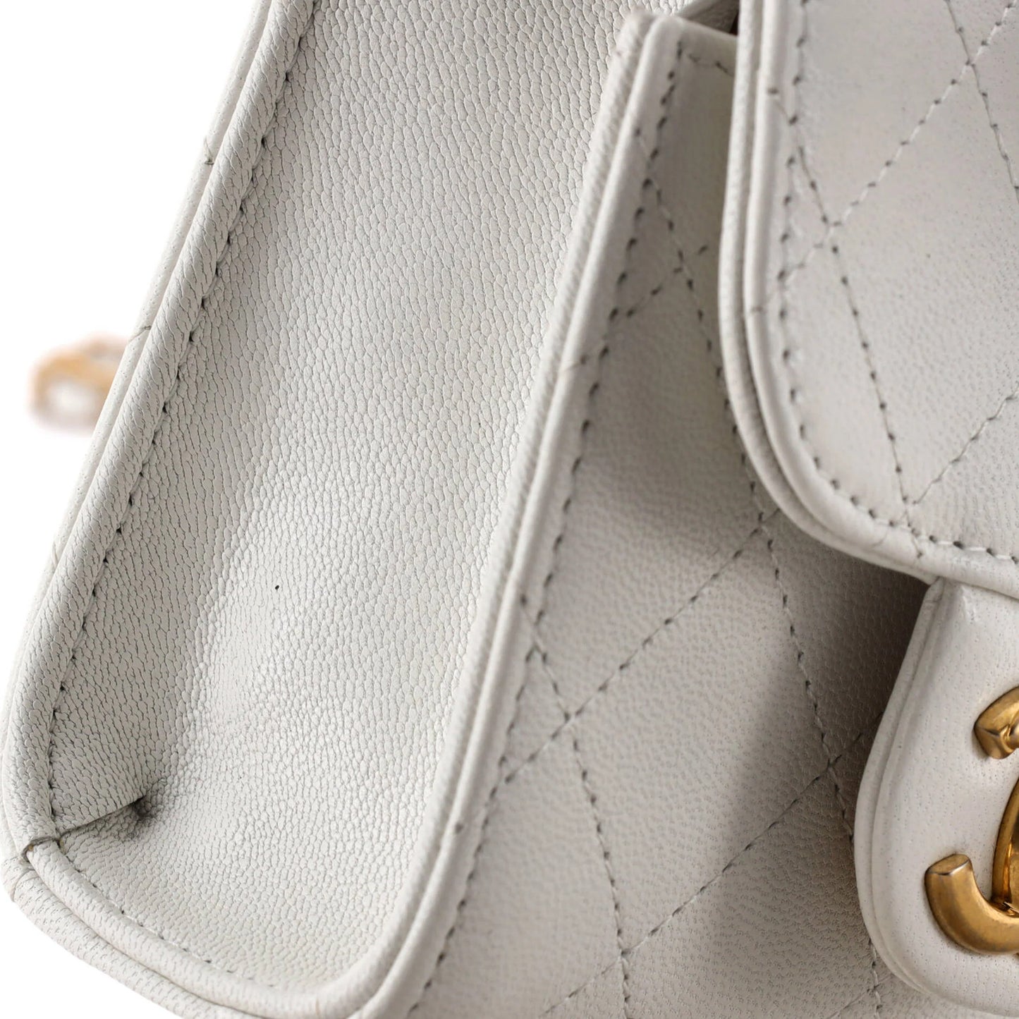 Mini Chanel Chic Pearls Flap Clutch with Chain Quilted Goatskin