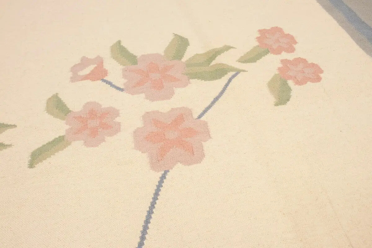 Large Contemporary Floral Dhurrie Rug Reversible