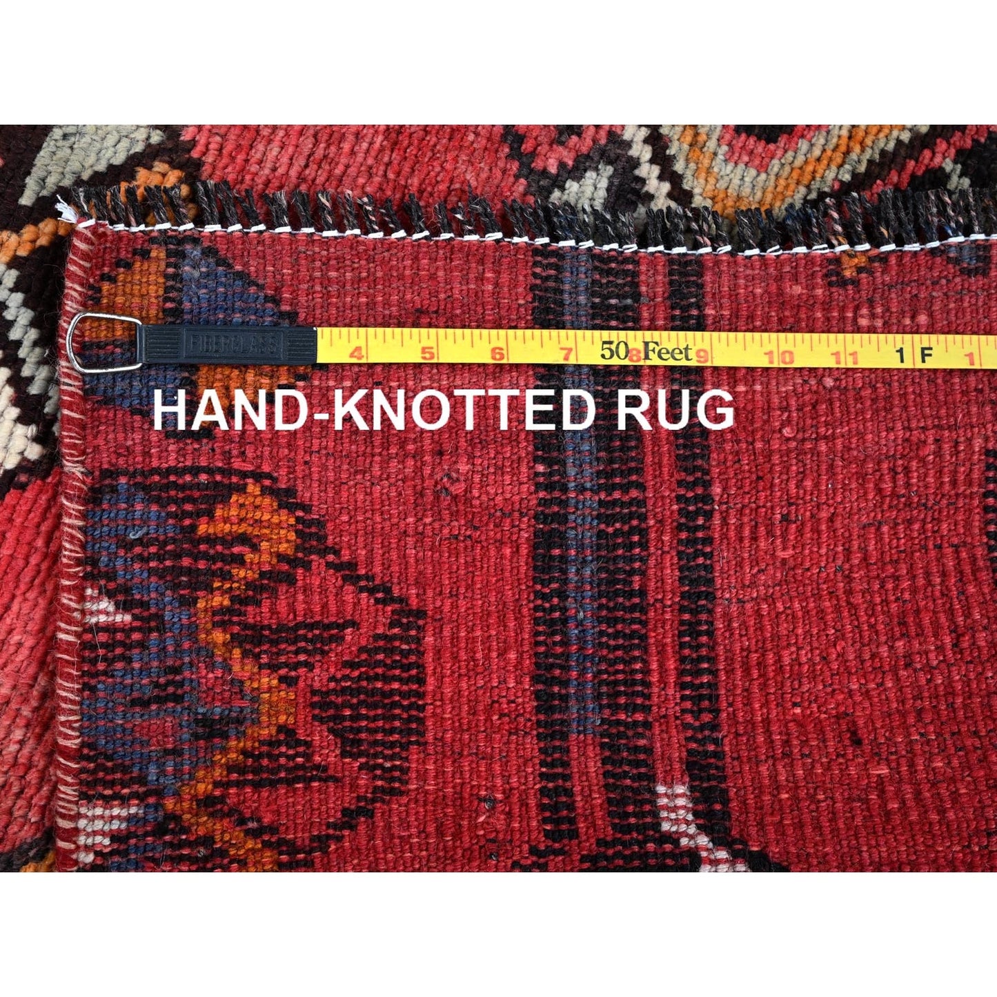 3'1"X8'4" Red Vintage Zoroastrian Sheeraz Pure Wool Hand Knotted Runner Rug