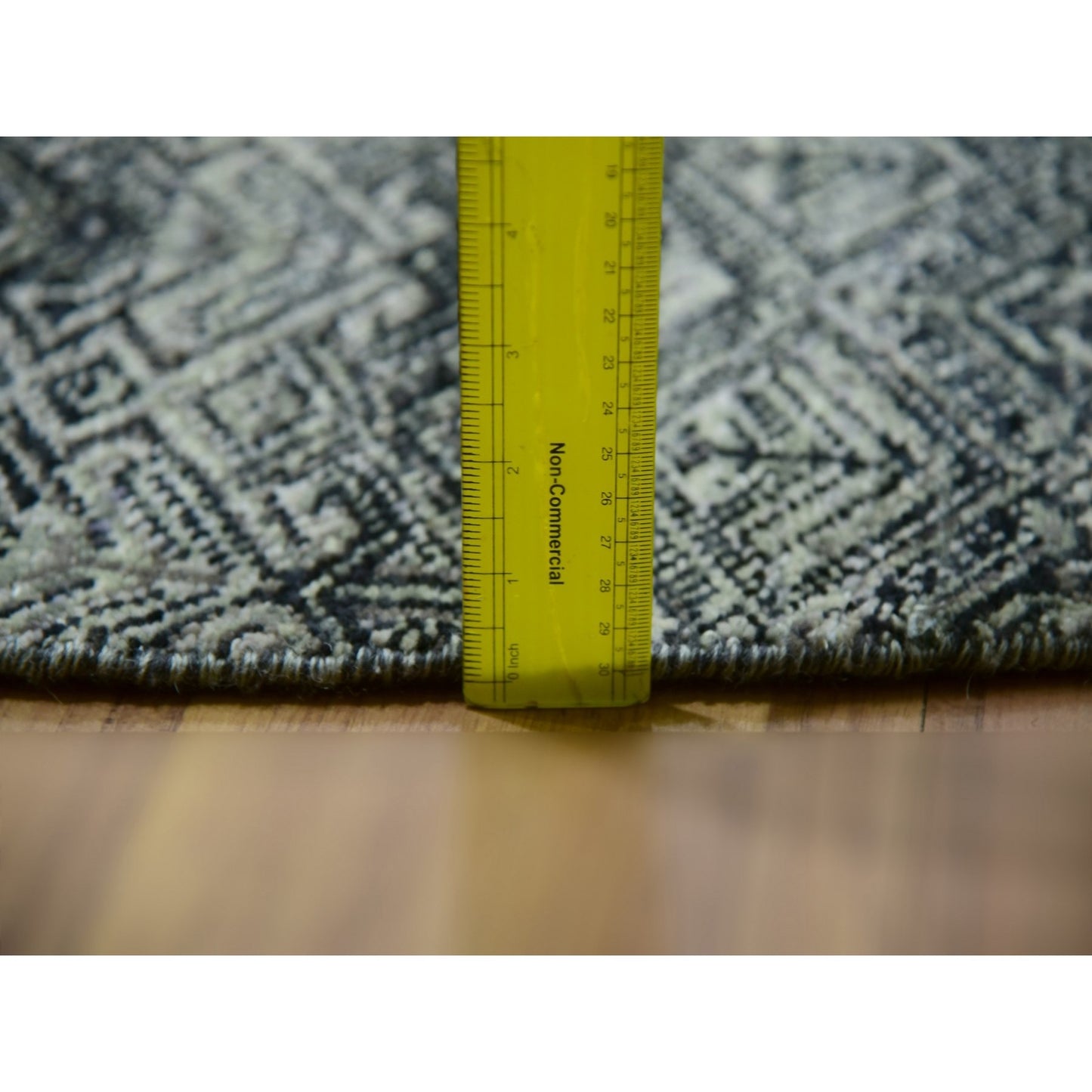 12'X12' Graphite Gray Hand Knotted Kohinoor Herrita All Wool Round Rug
