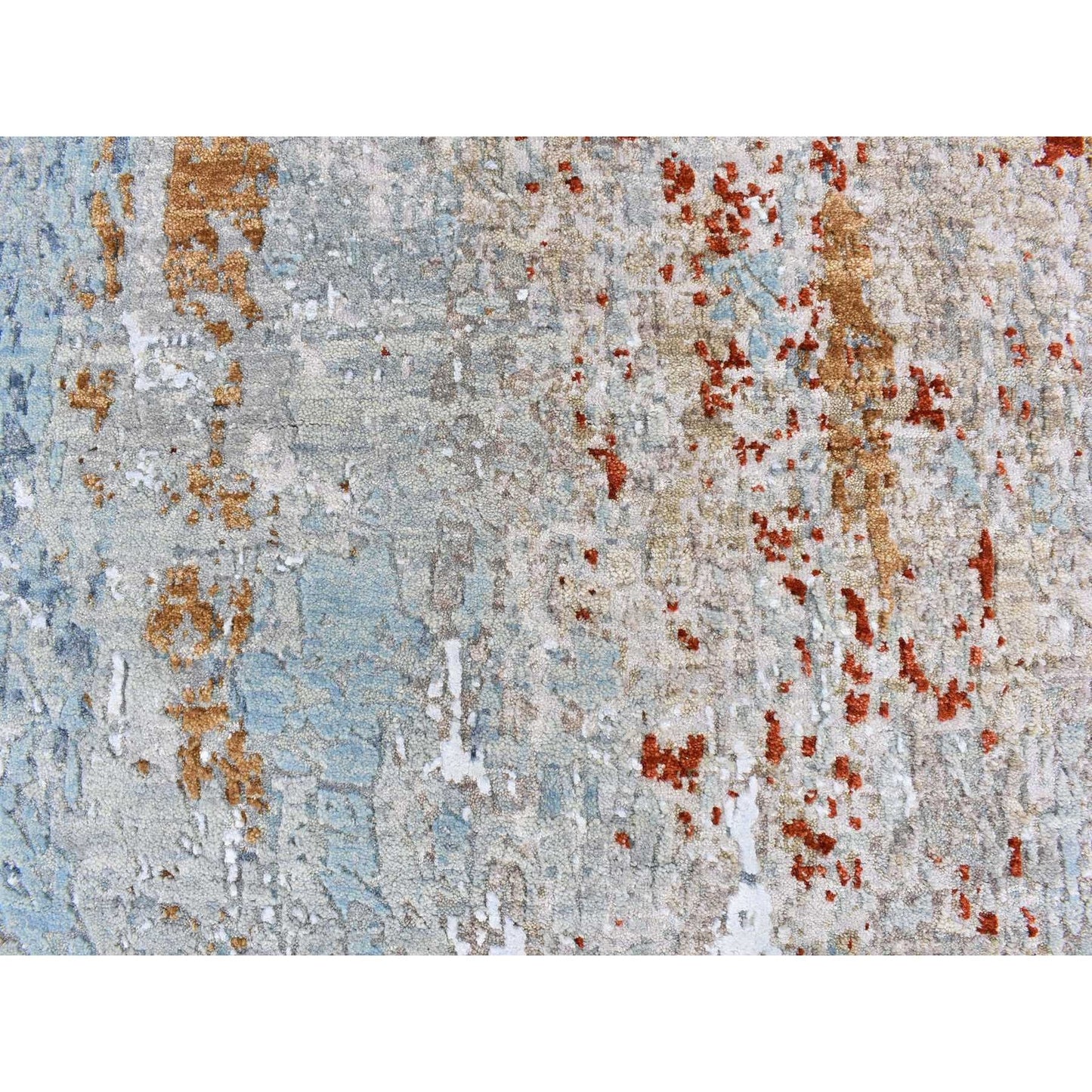 3'2"X5'5" Hi-Low Pile Abstract Design Wool Hand Knotted Rug