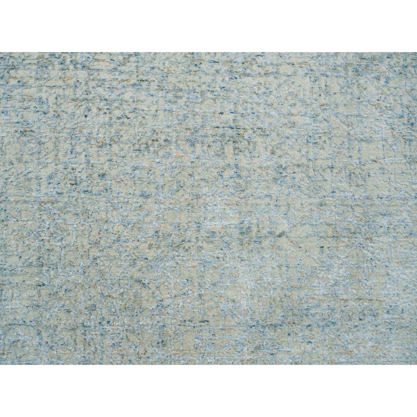 9'10"X9'10" Gray Wool And Silk Modern Jacquard Hand Loomed Round Rug