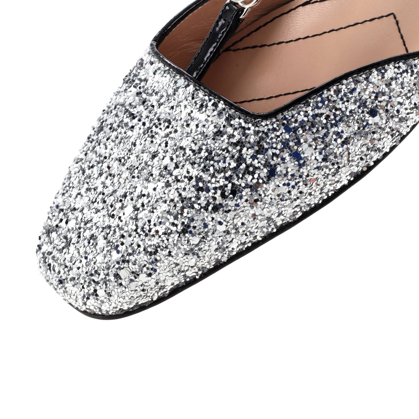 Gucci Women'S Gg Slingback Flats Glitter And Patent