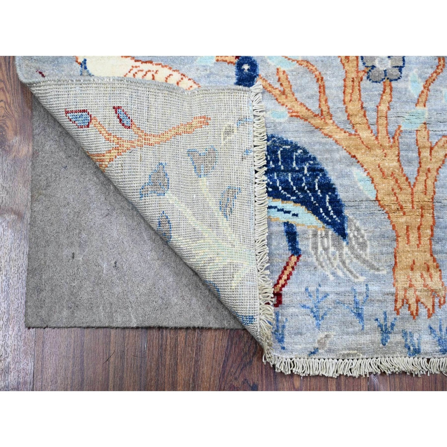 2'9"X7'7" Ash Gray Afghan Peshawar Wool Hand Knotted Runner Oriental Rug