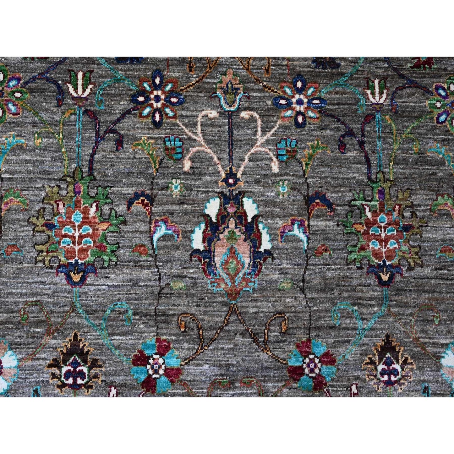 8'1"X11'2" Thunder Gray Wool Hand Knotted Sultani Pomegranate Design Rug