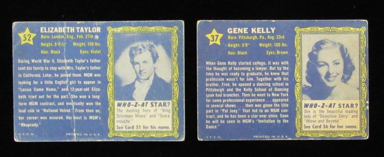 1953 Topps Who-Z-At-Star Complete (80) Card Set