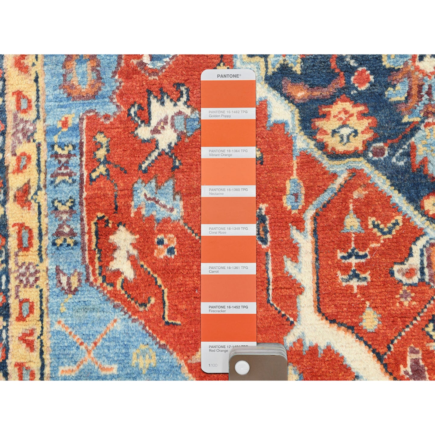 4'X5'9"Imperial Red Afghan Peshawar Heris Wool Hand Knotted Rug