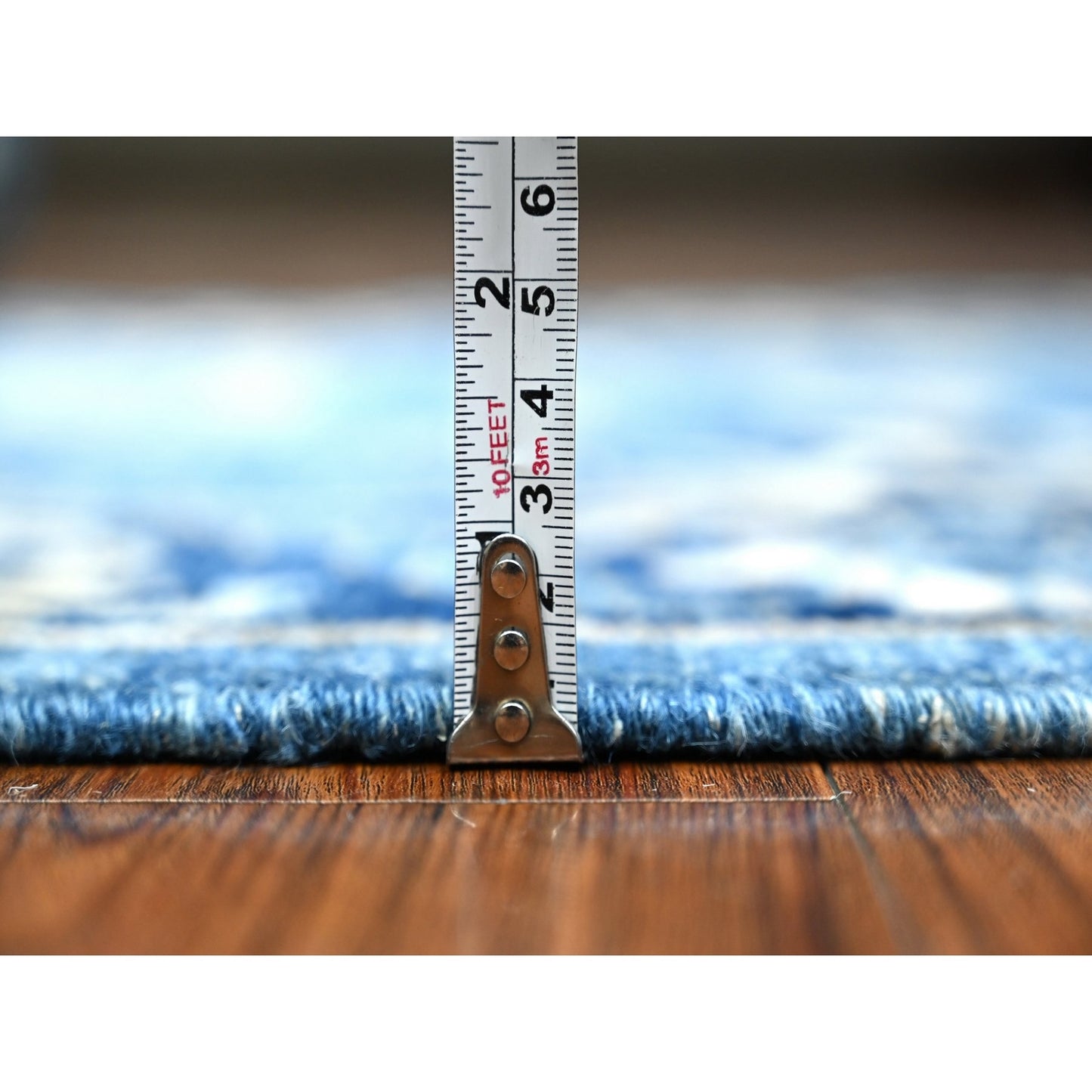 2'7"X12'1" Denim Blue Mahal Design Hand Knotted Wool Runner Oriental Rug