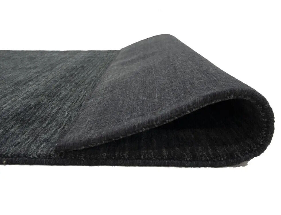 Charcoal Solid Hand-Loomed 4X6 Gabbeh Wool Rug