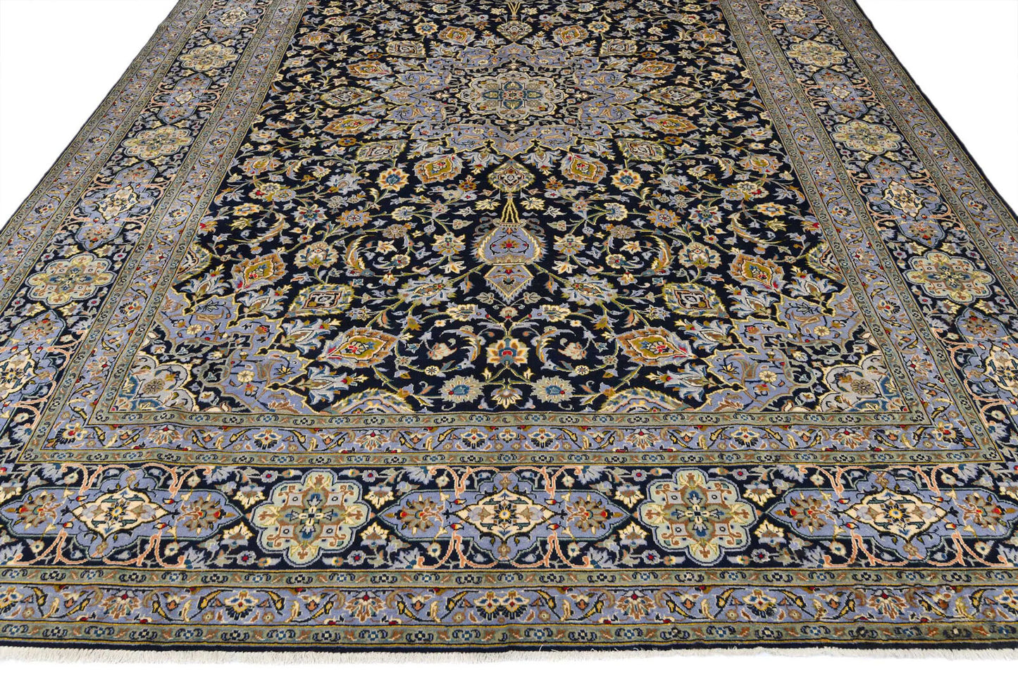 Handmade Oriental Rug Purple-Navy Medallion