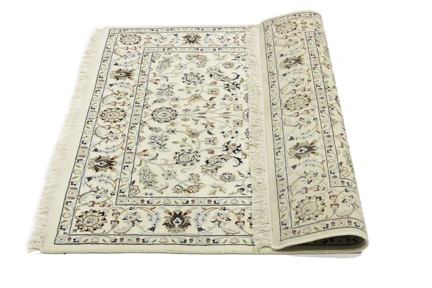 Hand-Knotted Cream Floral Classic Indo-Nain