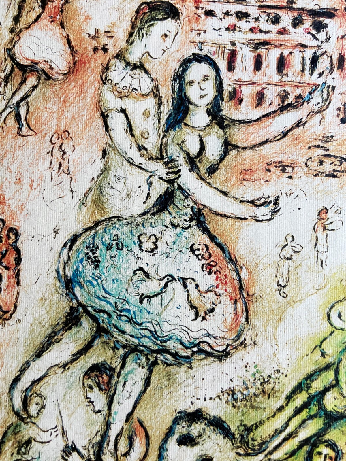 Marc Chagall Lithograph Mourlot Coa Signed Op 1974 Collection