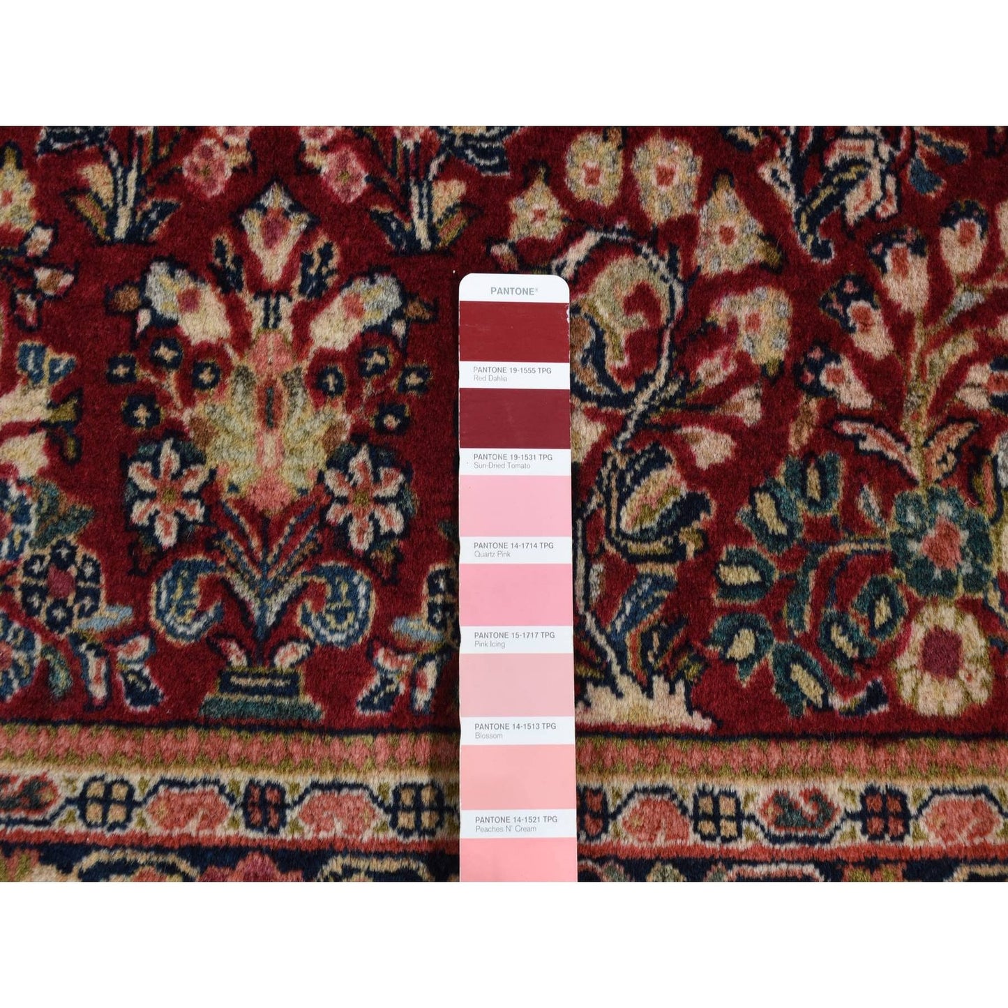 3'X3' Red Antique Zoroastrian Saroogh Pure Wool Hand Knotted Square Rug