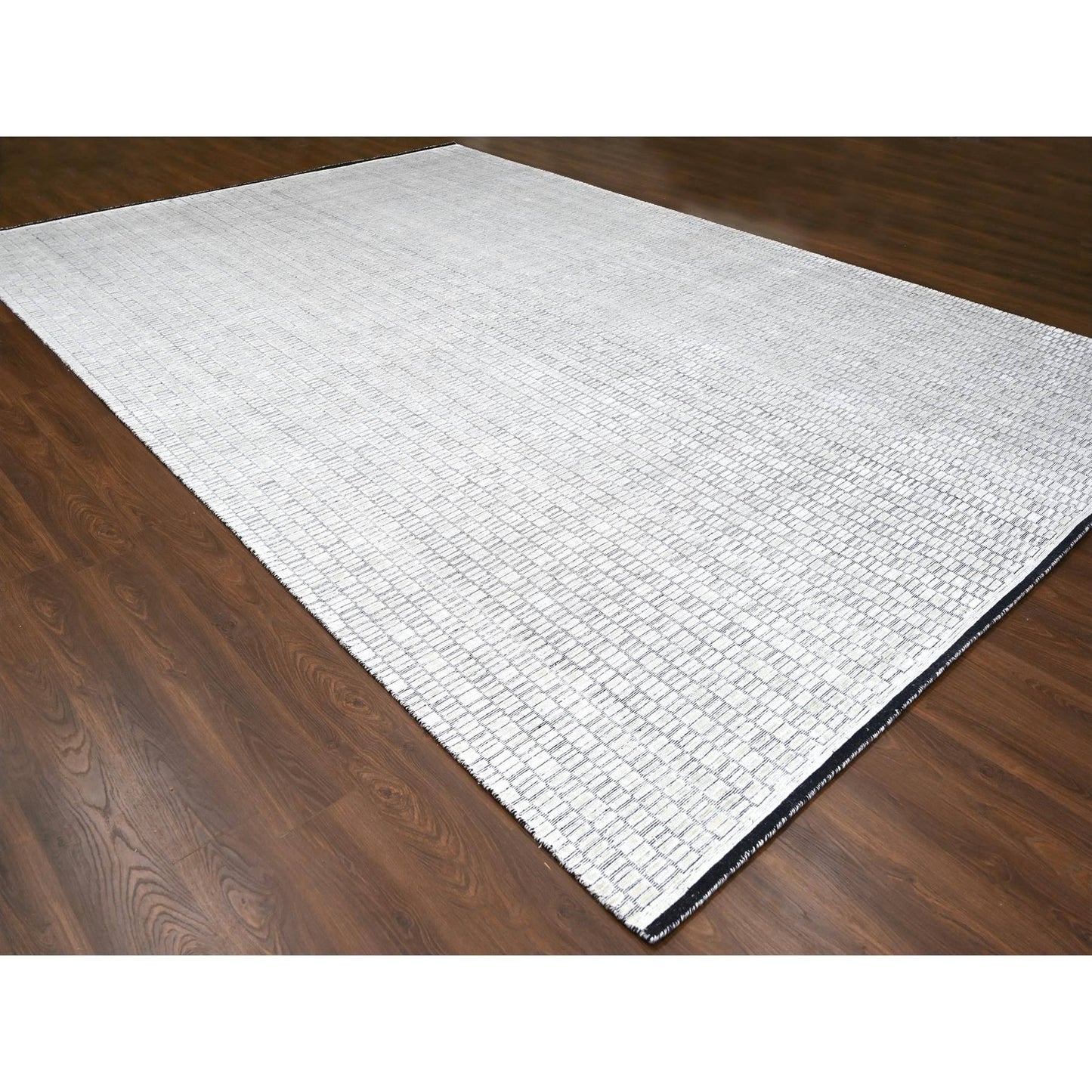12'2"X18' Snow White Modern Roman Design Hand Loomed Oversized Rug