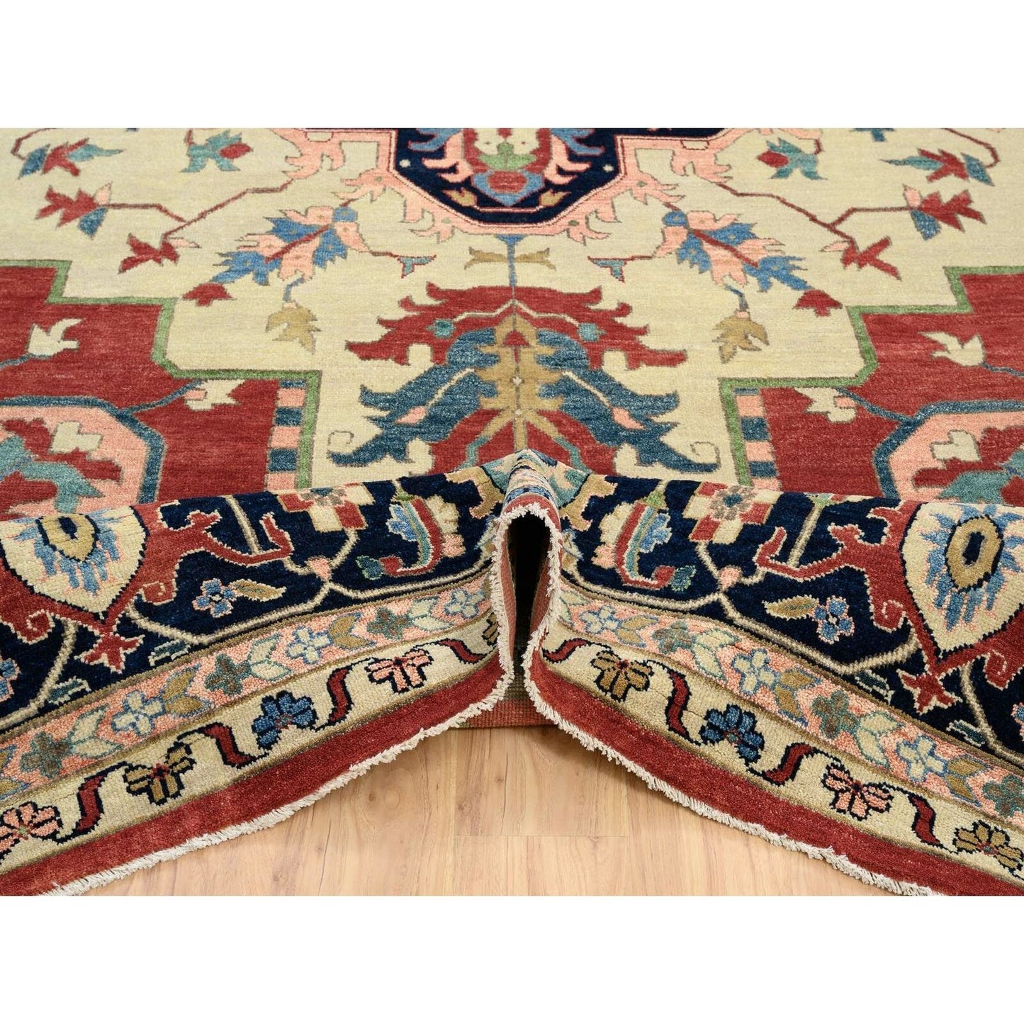 11'9"X17'10" Blue Pliable Wool Hand Knotted Heris Revival Oversized Rug
