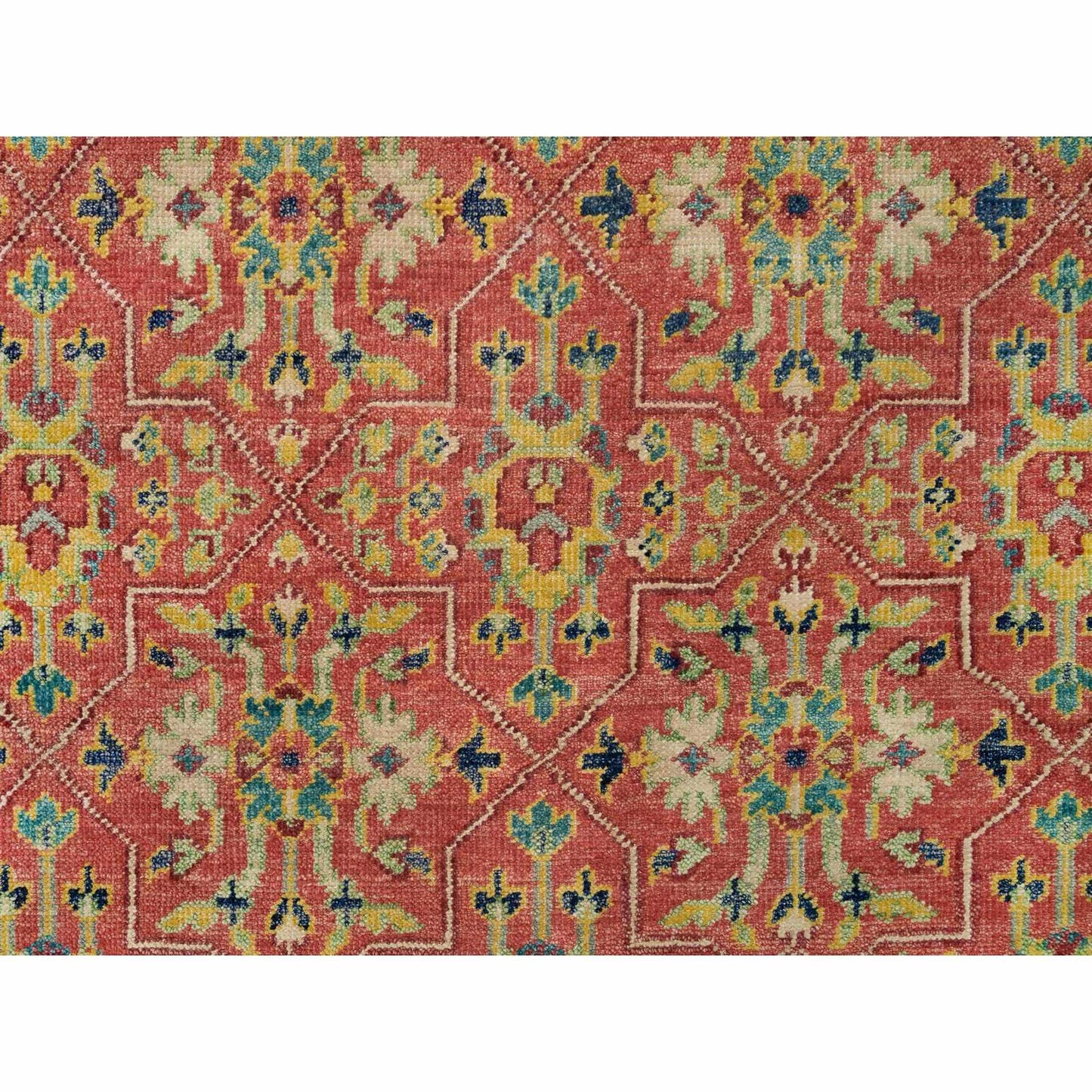 14'X16'5" Red Pure Wool Hand Knotted Antiqued Oushak Design Oversized Rug