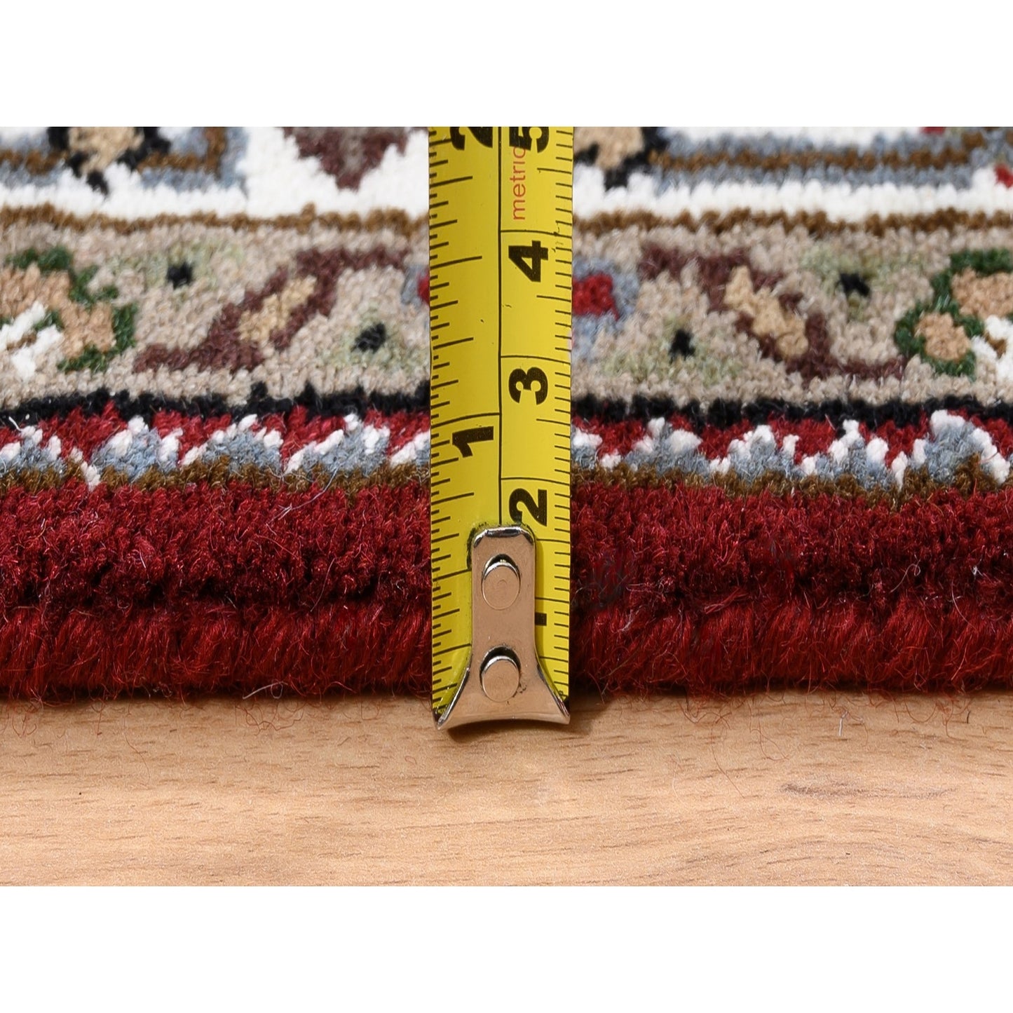 4'1"X16' Red Tebraz Mahi Wool And Silk Hand Knotted Wide Xl Runner Rug